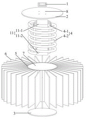 一種脈動(dòng)熱管協(xié)同重力熱管強(qiáng)化大功率LED散熱裝置